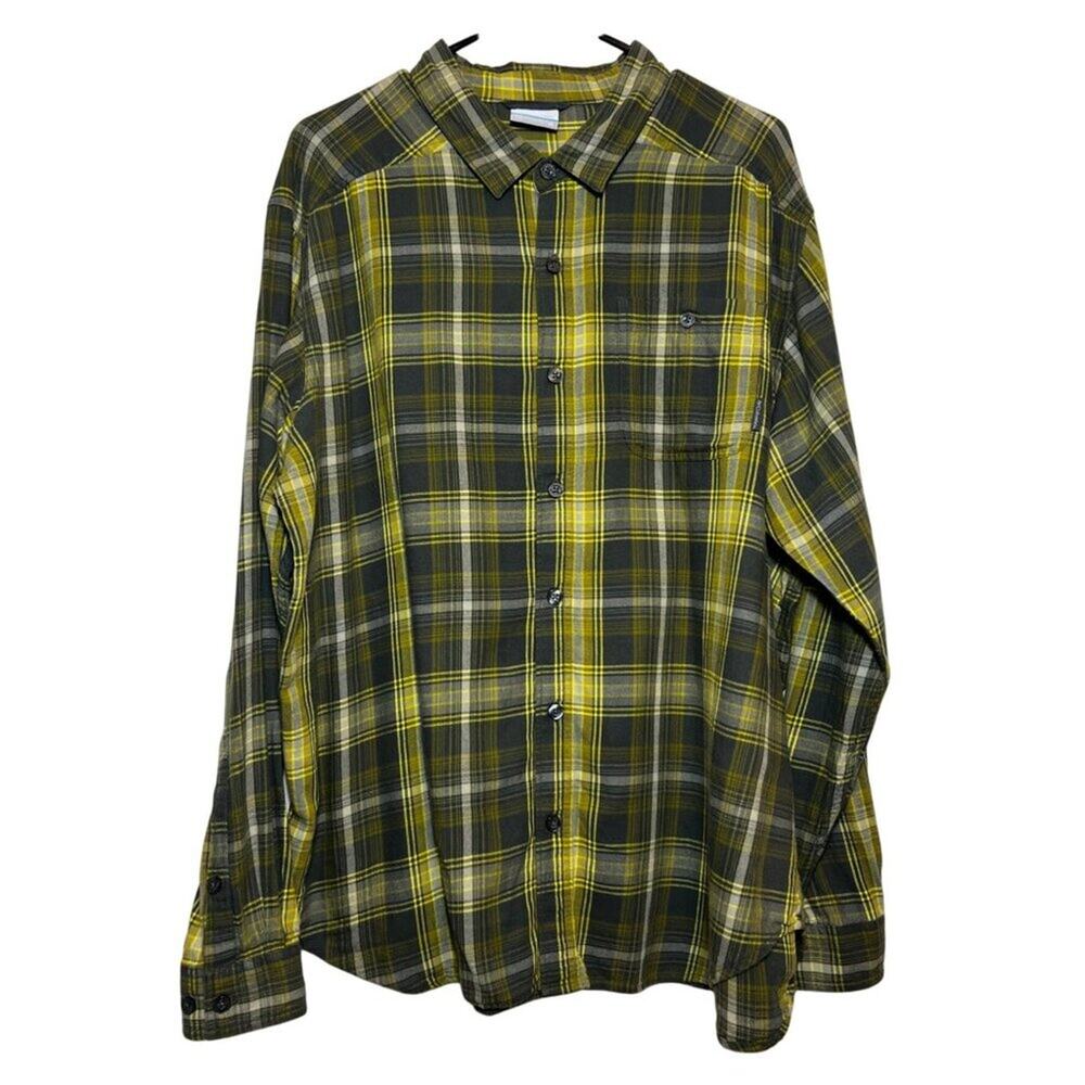 Columbia Sportswear Yellow & Gray Plaid Button-Down Shirt, Men's XL